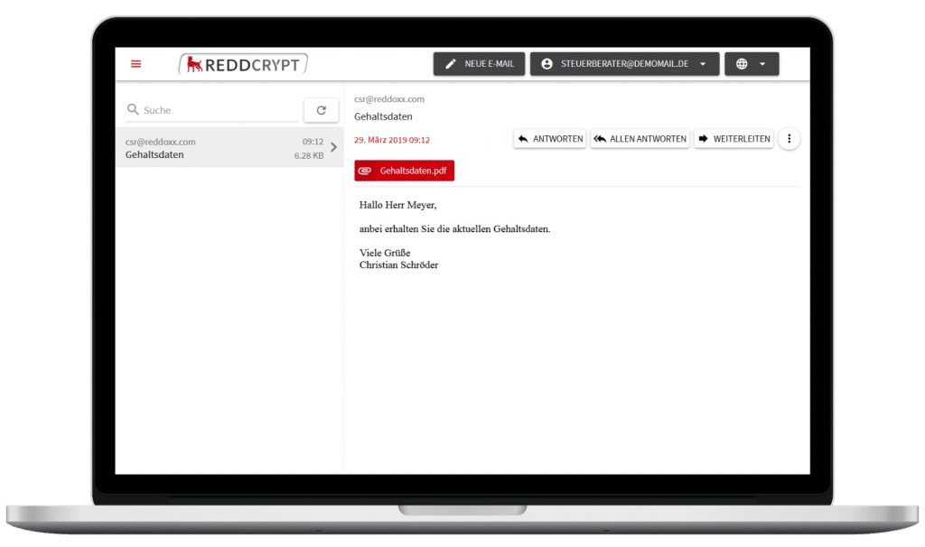 Die entschlüsselte E-Mail ist auf jedem Gerät überall auf der Welt lesbar