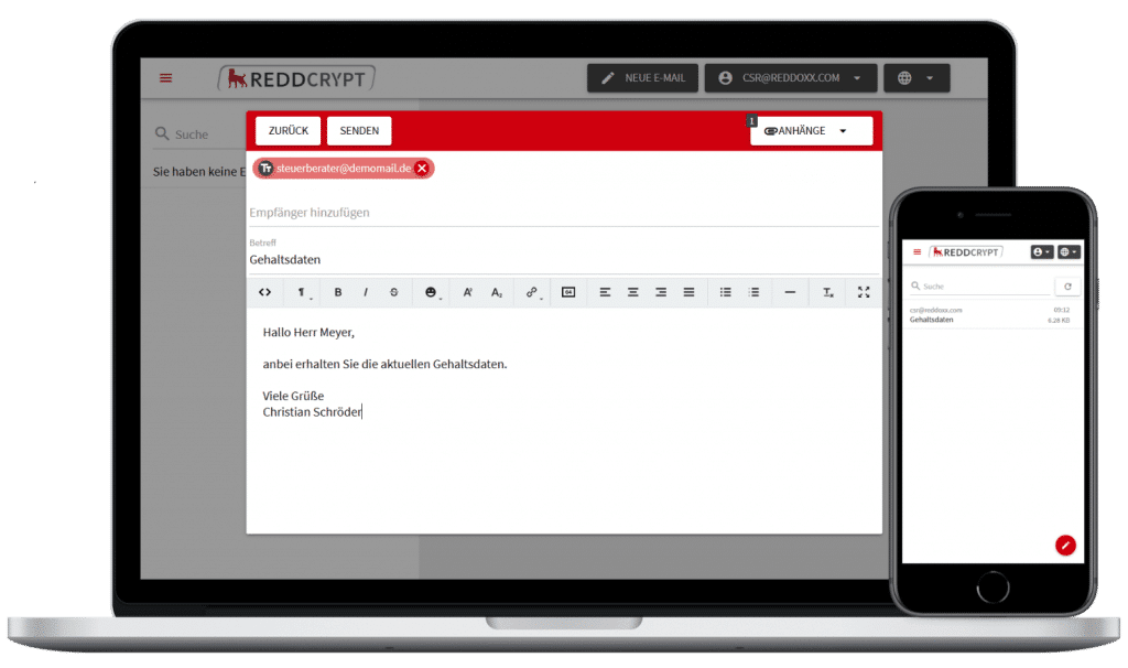 Mit der REDDCRYPT Web App kann Jeder kostenfrei seine E-Mails ver- und entschlüsseln