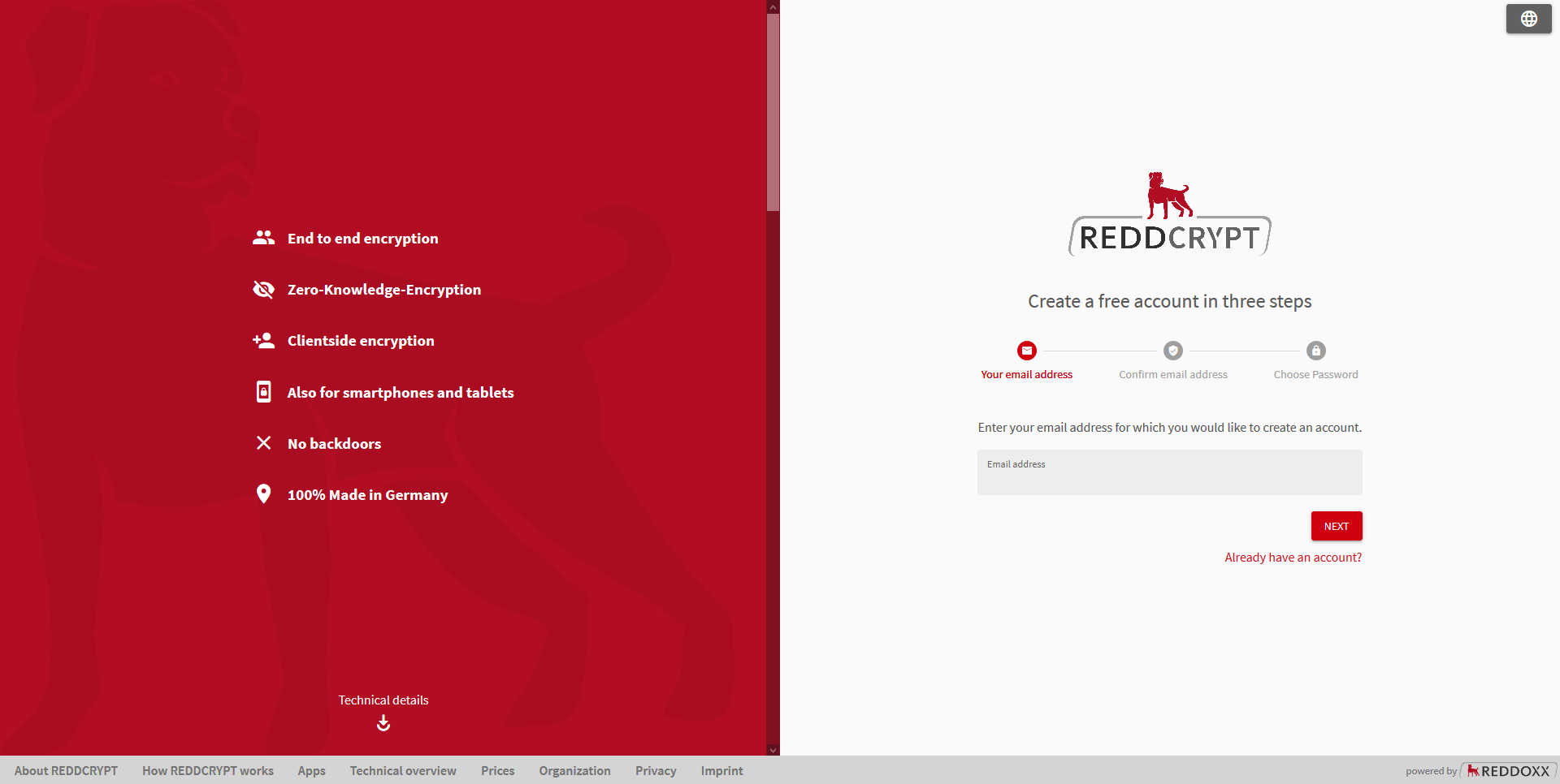 Create a free REDDCRYPT account now